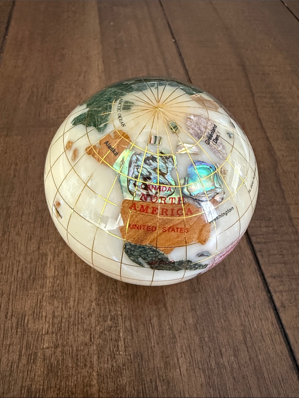3" Gemstone Globe Paperweight with Opal Opalite Ocean
